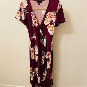 Fortune and Ivy Burgundy Floral Dress